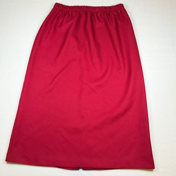 Dresses & Skirts - Vintage Red Elastic Waist Midi Pencil Skirt Size 16W Made in USA 55866L